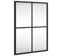 vidaXL Miroir Mural, Décoration de Chambre avec Film Anti Éclatement au Dos, Miroir Suspendu Couloir Salle de Bain, Noir Rectangulaire Fer