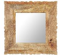 vidaXL Miroir Mural Miroir de Maquillage Miroir Décoratif de Couloir Décoration Salon Maison Intérieur 50x50 cm Bois de Manguier Massif