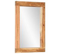 vidaXL Miroir Mural, Miroir de Maquillage Suspendu, Miroir de Courtoisie, Décoration Chambre à Coucher Salon Salle de Bain, 70x50 cm Bois Massif d'Acacia et Verre