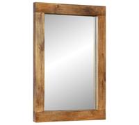 vidaXL Miroir Mural, Miroir de Maquillage Suspendu, Miroir de Courtoisie, Décoration Chambre à Coucher Salon Salle de Bain, 70x50 cm Bois de Manguier Massif et Verre