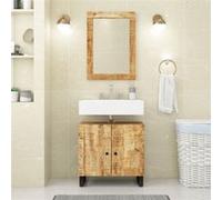 vidaXL Miroir Mural, Miroir de Maquillage Suspendu, Miroir de Courtoisie, Décoration Chambre à Coucher Salon Salle de Bain, 70x50 cm Bois de Manguier Massif et Verre