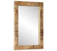 vidaXL Miroir Mural, Miroir de Maquillage Suspendu, Miroir de Courtoisie, Décoration Chambre à Coucher Salon Salle de Bain, 70x50 cm Bois de Manguier Massif et Verre