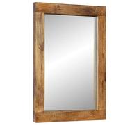 vidaXL Miroir mural - Miroir de maquillage suspendu - Bois de manguier massif & verre 70x50 cm
