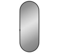 vidaXL Miroir Mural Miroir de Maquillage Coiffeuse Cosmétique Décoration de Salle de Bain Toilette Salon Intérieur Noir 40x15 cm Ovale