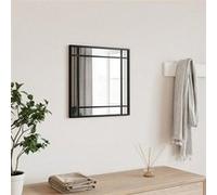 vidaXL Miroir mural carré 40x40 cm 358633 – fer noir, film anti-éclatement au dos, suspendu