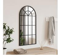 vidaXL Miroir Mural, Décoration de Chambre avec Film Anti Éclatement au Dos, Miroir Suspendu Couloir Salle de Bain, Noir Arche Fer