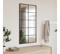 Miroir mural 50x100 cm, Noir, Verre avec cadre en fer peint, Rectangle, Montage mural, Miroir maquillage 358649