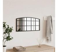 vidaXL Miroir Mural, Décoration de Chambre avec Film Anti Éclatement au Dos, Miroir Suspendu Couloir Salle de Bain, Noir Arche Fer