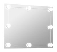 vidaXL Miroir Mural sans Cadre avec Lampes LED Rectangulaire Miroir de Dressing Miroir de Maquillage Chambre à Coucher Salle de Bain Intérieur Verre Argent G