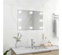 vidaXL Miroir Mural sans Cadre avec Lampes LED Rectangulaire Miroir de Dressing Miroir de Maquillage Chambre à Coucher Salle 3078643 Gris G