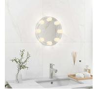 vidaXL Miroir Mural sans Cadre avec Lampes LED Rond Miroir de Dressing Miroir de Maquillage Chambre à Coucher Salle de Bain 3078646