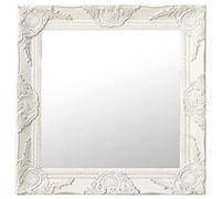 vidaXL Miroir Mural Style Baroque Miroir Suspendu Décoratif Garde-Robe Dressing Carré Chambre à Coucher Maison Intérieur 50x50 cm Blanc