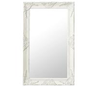 vidaXL Miroir Mural Style Baroque Miroir Suspendu Décoratif Garde-Robe Dressing Salle de Bain Rectangulaire Maison Intérieur 50x80 cm Blanc