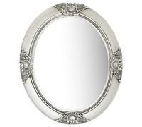 vidaXL Miroir Mural Style Baroque Miroir Suspendu Décoratif Miroir de Garde-Robe Dressing Ovale Chambre à Coucher Maison Intérieur 50x60 cm Argenté