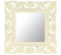 Vidaxl Miroir Sculptã© Ã La Main Blanc 50x50 Cm Bois De Manguier Massif