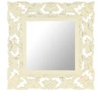 Vidaxl Miroir Sculptã© Ã La Main Blanc 50x50 Cm Bois De Manguier Massif