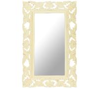 Vidaxl Miroir Sculptã© Ã La Main Blanc 80x50 Cm Bois De Manguier Massif