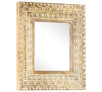 vidaXL Miroir Sculpté à La Main Décoration de Maison Miroir de Maquillage Miroir de Couloir Intérieur 50x50x2,6 cm Bois de Manguier Solide