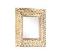 vidaXL Miroir Sculpté à La Main Décoration de Maison Miroir de Maquillage Miroir de Couloir Intérieur 50x50x2,6 cm Bois de Manguier Solide 321644