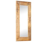 vidaXL Miroir Sculpté à la Main Miroir Mural Miroir de Maquillage Miroir de Couloir Intérieur Maison 110x50x2,5 cm Bois de Manguier Solide