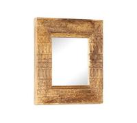 vidaXL Miroir Sculpté à la Main Miroir Mural Miroir de Maquillage Miroir de Couloir Intérieur Maison 50x50x2,5 cm Bois de Manguier Solide Brun G