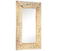 vidaXL Miroir Sculpté à la Main Miroir Mural Miroir de Maquillage Miroir de Couloir Maison Intérieur 80x50x11 cm Bois de Manguier Solide