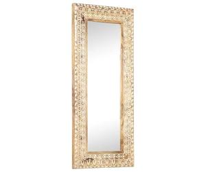 vidaXL Miroir Sculpté à la Main Miroir Mural Miroir de Maquillage Miroir de Couloir Maison Intérieur 110x50x11 cm Bois de Manguier Solide
