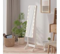vidaXL Miroir sur pied blanc avec LED blanc 34x37x146 cm 351766