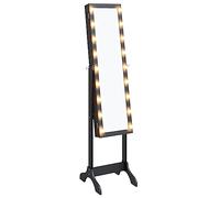 vidaXL Miroir sur pied blanc avec LED noir 34x37x146 cm