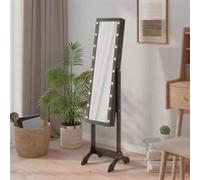 Miroir sur pied blanc avec LED noir 34x37x146 cm vidaXL vidaXL