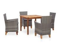vidaXL Mobilier à dîner 5 pcs Résine tressée et bois d'acacia Gris Gris G