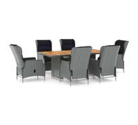 Vidaxl Mobilier À Dîner 7 Pcs Avec Coussins Résine Tressée Gris Clair
