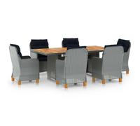 Vidaxl Mobilier À Dîner 7 Pcs Avec Coussins Résine Tressée Gris Clair Gris