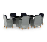 Vidaxl Mobilier À Dîner 7 Pcs Avec Coussins Résine Tressée Gris Clair Gris