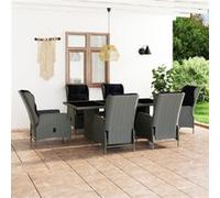 vidaXL Mobilier à dîner 7 pcs avec coussins Résine tressée Gris clair Gris G