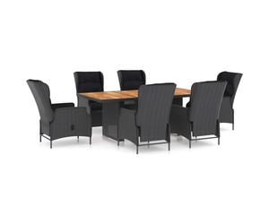 vidaXL Mobilier à dîner 7 pcs avec coussins Résine tressée Gris foncé