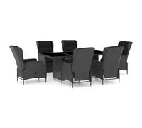 Vidaxl Mobilier À Dîner 7 Pcs Avec Coussins Résine Tressée Gris Foncé Gris