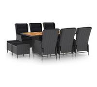 Vidaxl Mobilier À Dîner 9 Pcs Avec Coussins Résine Tressée Gris Foncé