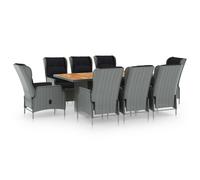 vidaXL Mobilier à dîner 9 pcs avec coussins Résine tressée Gris clair