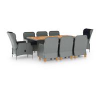 vidaXL Mobilier à dîner 9 pcs avec coussins Résine tressée Gris clair