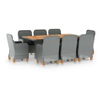 Vidaxl Mobilier À Dîner 9 Pcs Avec Coussins Résine Tressée Gris Clair Gris