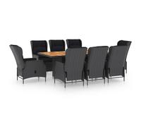 Vidaxl Mobilier À Dîner 9 Pcs Avec Coussins Résine Tressée Gris Foncé Gris