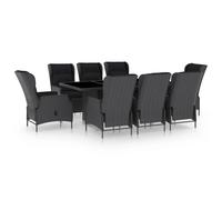 Vidaxl Mobilier À Dîner 9 Pcs Avec Coussins Résine Tressée Gris Foncé Gris