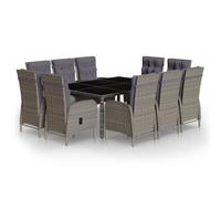 vidaXL Ensemble de jardin 11 pièces Poly rotin gris