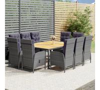 Vidaxl Mobilier À Dîner De Jardin 11 Pcs Résine Tressée Gris
