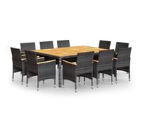 Vidaxl Mobilier À Dîner De Jardin 11 Pcs Résine Tressée Gris