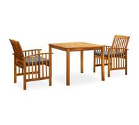 Vidaxl Mobilier À Dîner De Jardin 3 Pcs Et Coussins Acacia Solide