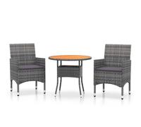 Vidaxl Mobilier À Dîner De Jardin 3 Pcs Résine Tressée Gris Gris