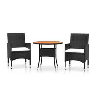 Vidaxl Mobilier À Dîner De Jardin 3 Pcs Résine Tressée Noir Noir