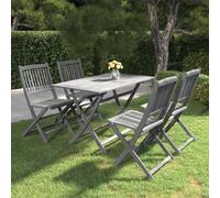 Bois d'Acacia Massif Mobilier à Dîner de Jardin 7 pcs Extérieur Patio vidaXL